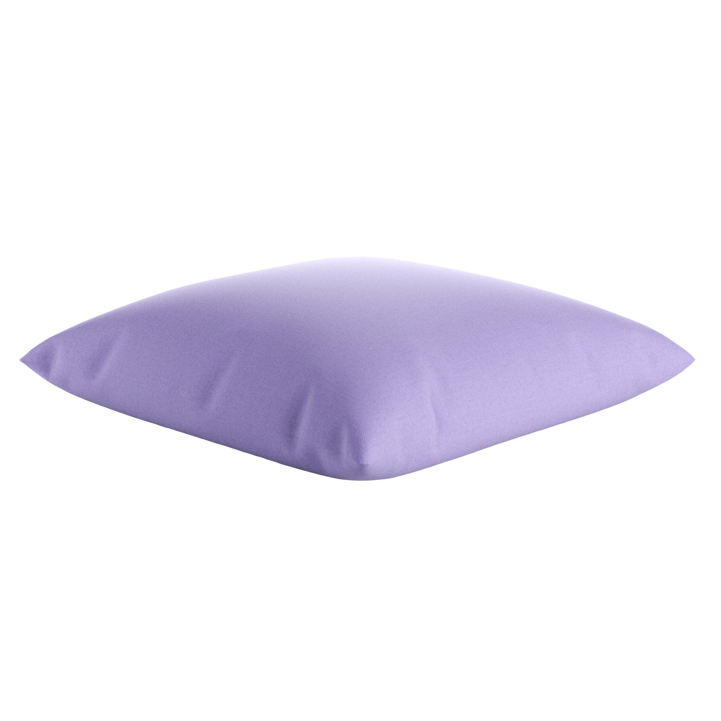 Lavender purple square pillow on a white background.
