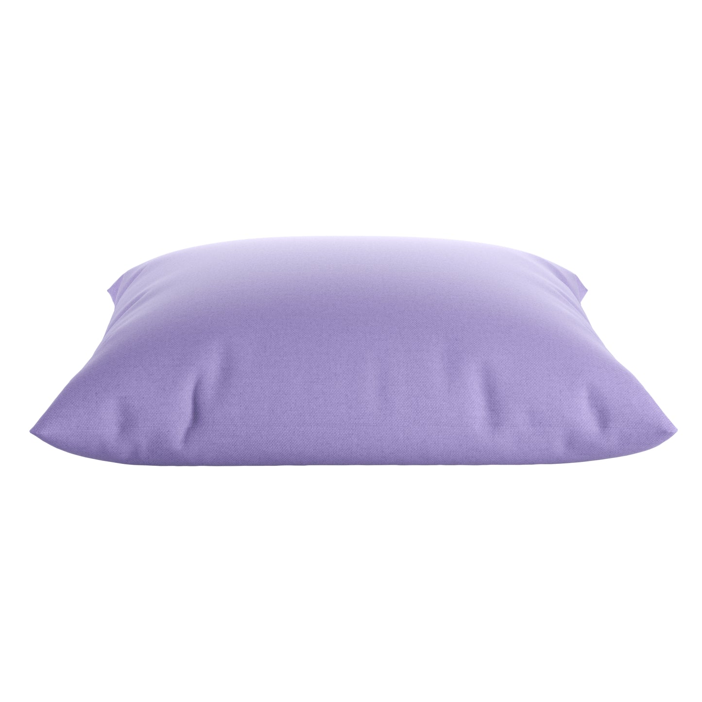Lavender purple square pillow on a white background.