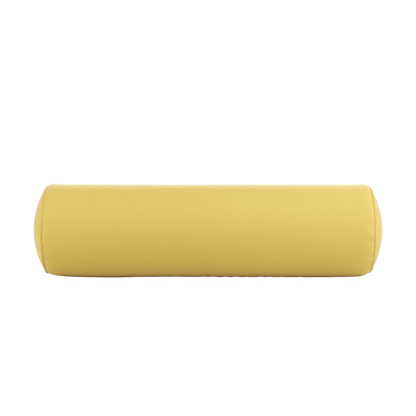 Yellow bolster pillow on a white background. 