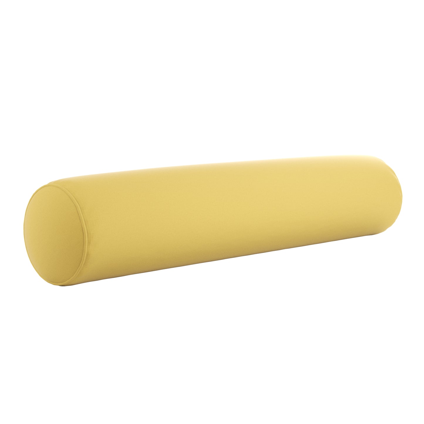Yellow bolster pillow on a white background. 