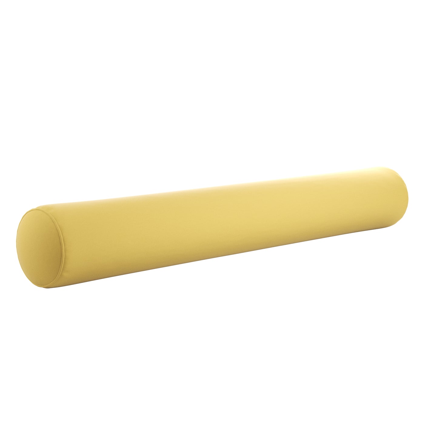 Yellow bolster pillow on a white background. 