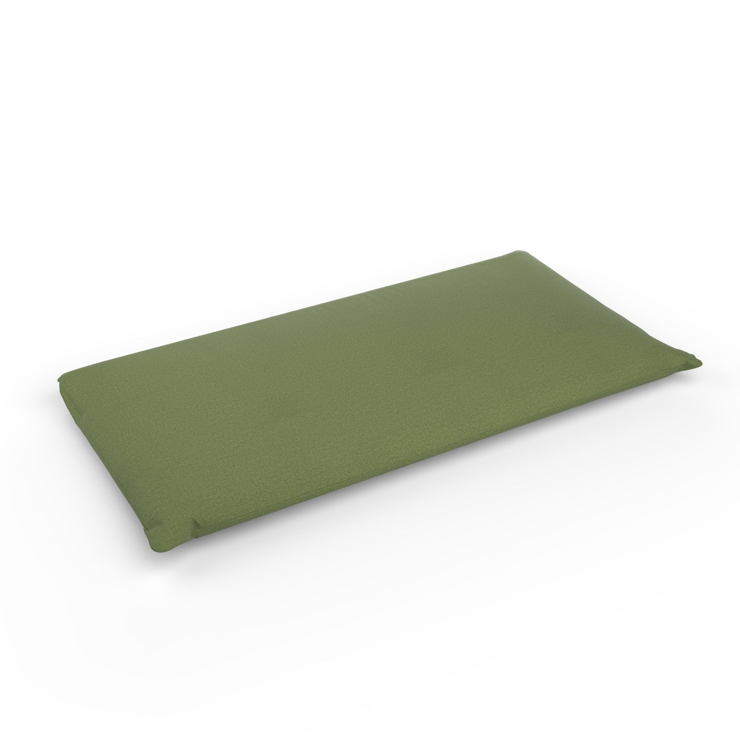 Futon with a fern green cover on a white background.