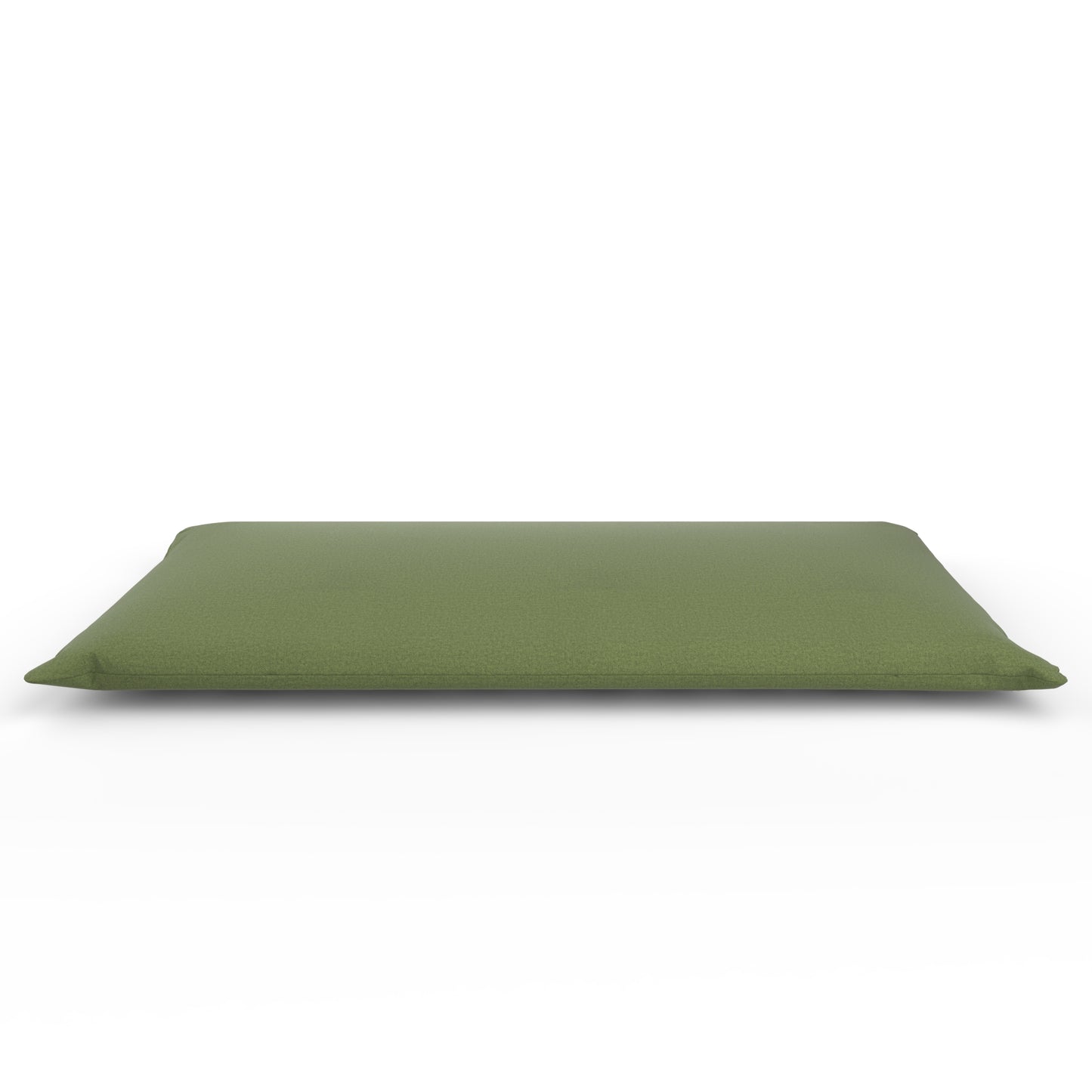 Futon with a fern green cover on a white background.