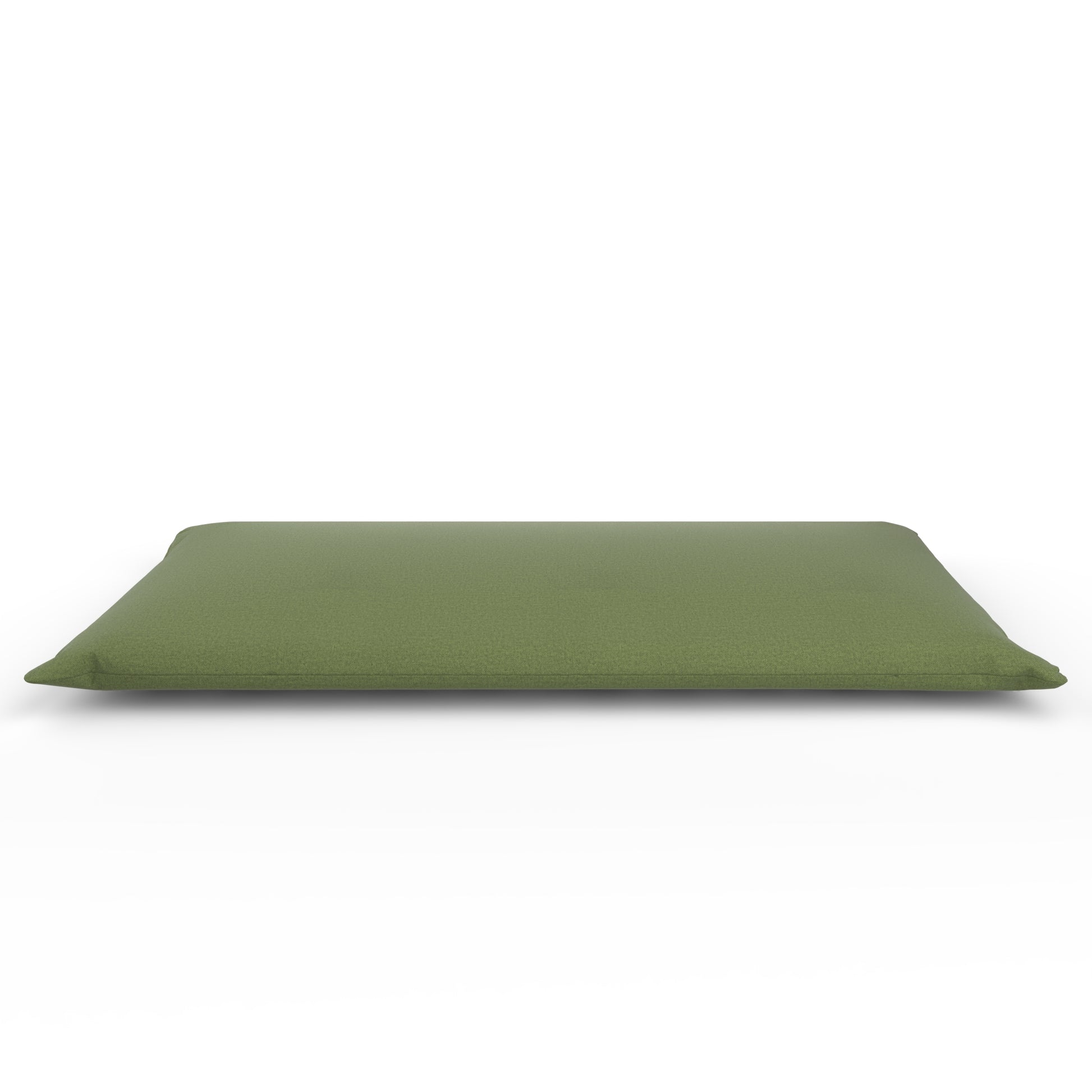 Futon with a fern green cover on a white background.