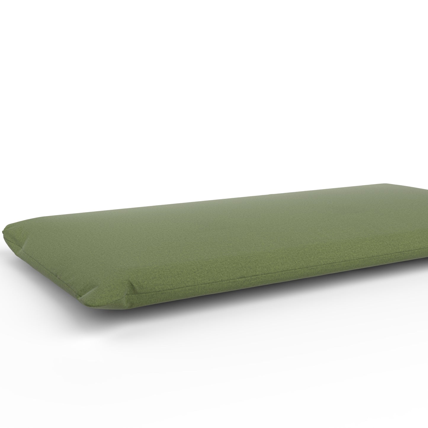 Futon with a fern green cover on a white background.