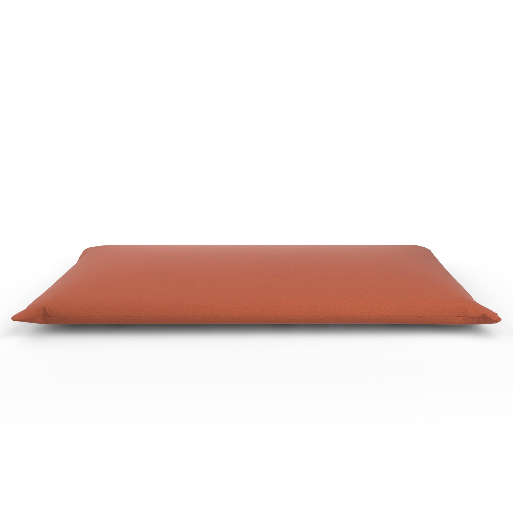 Futon with burnt orange color on a white background.