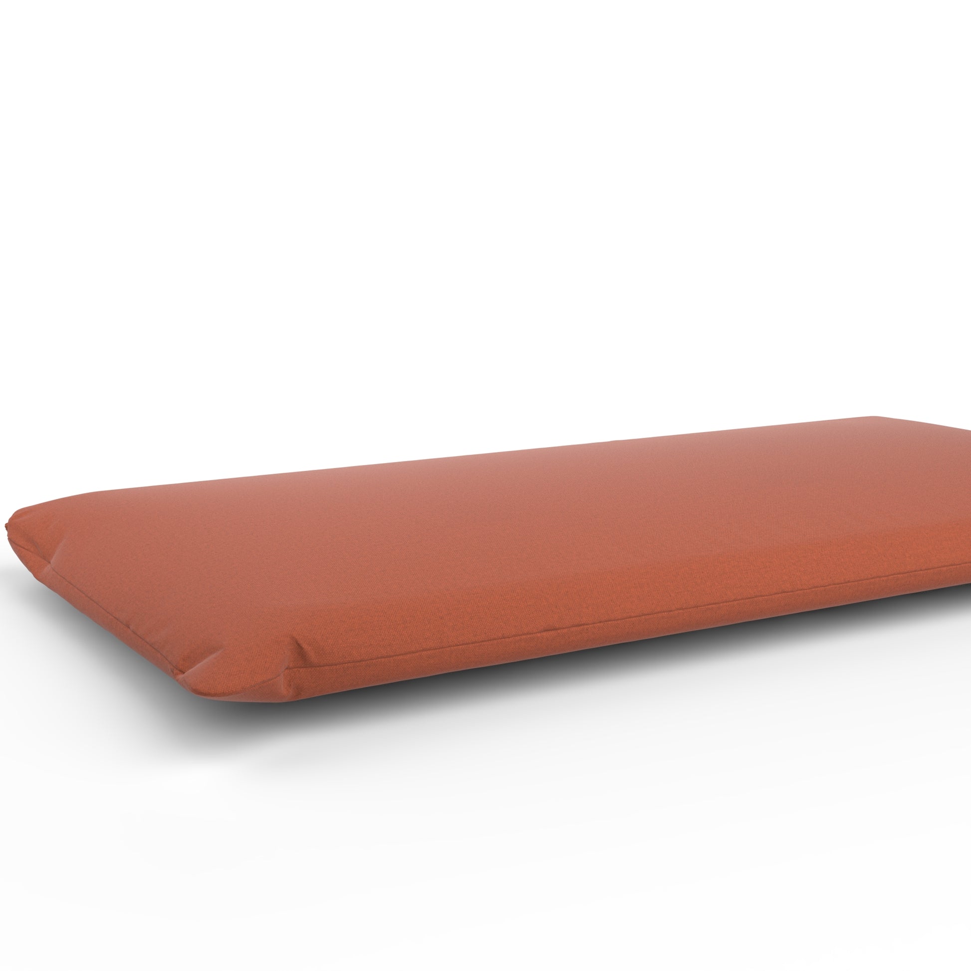 Futon with burnt orange color on a white background.